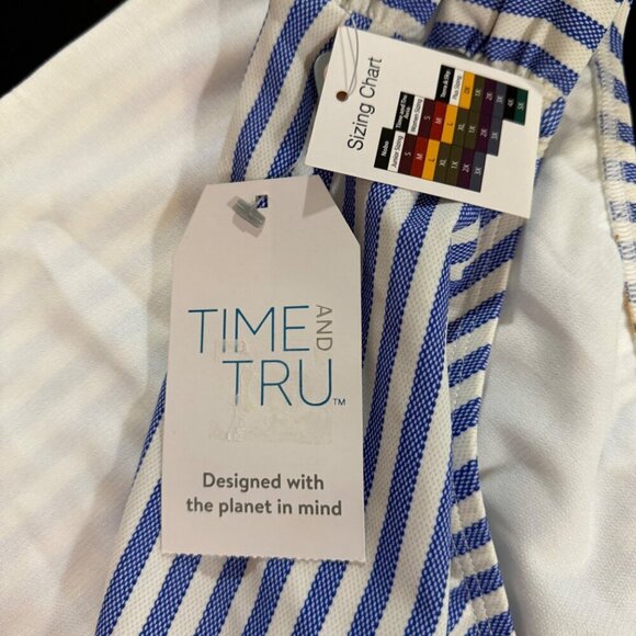 TIME & TRU Mid-Rise‎ Swimsuit Bottoms 3X (24W-26W) Blue Stripe Strappy Sides NEW - Picture 4 of 10